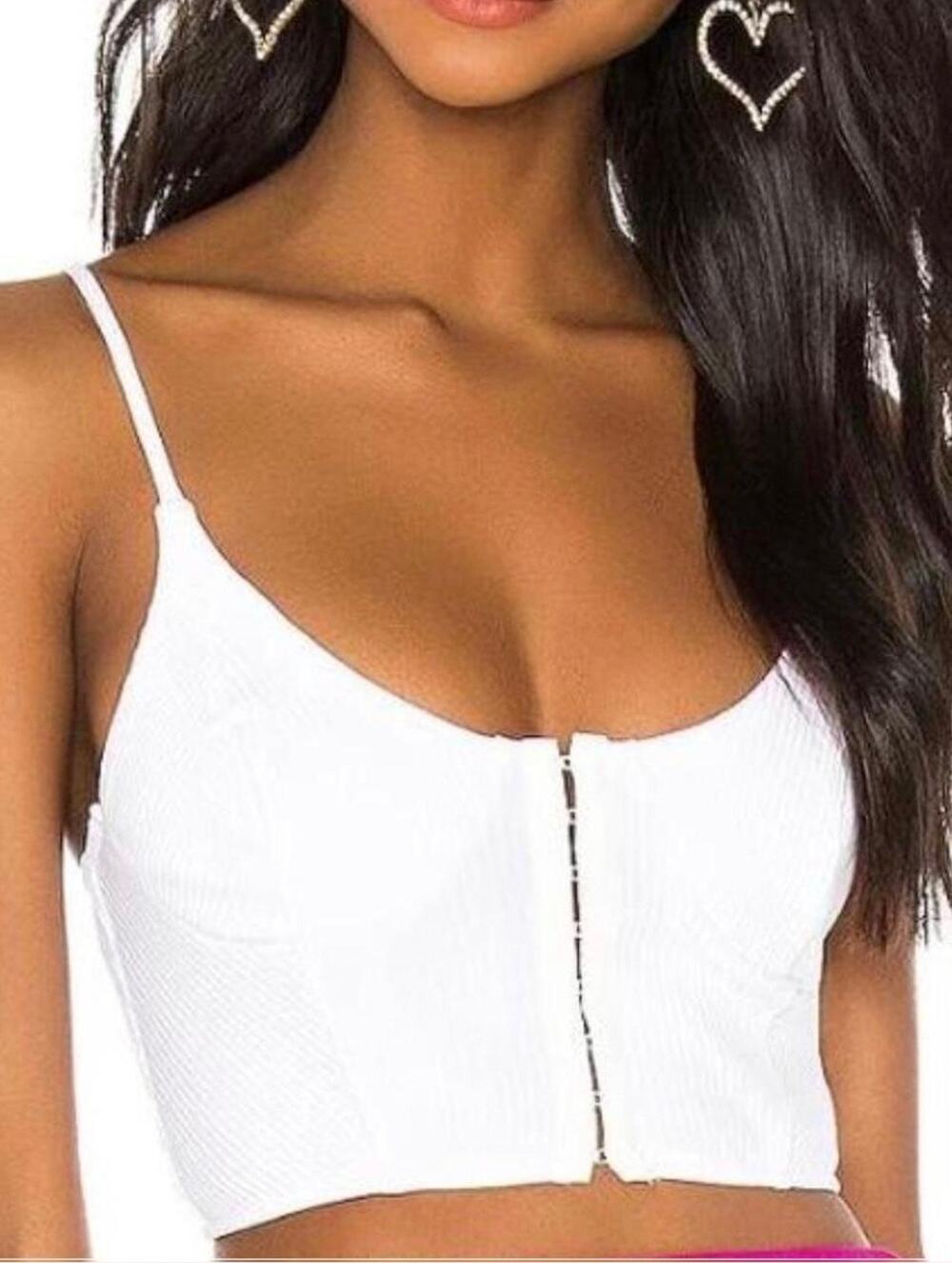 Superdown Revolve White ribbed corset top  #corset #ribbed
Size small